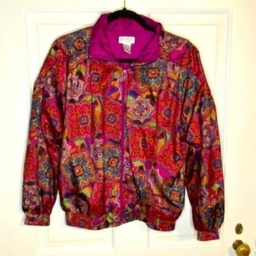 Vintage Lavon Pink & Orange Patterned Jogging Jacket Size‎ Small